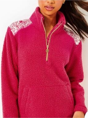 Lilly Pulitzer Wallen Sherpa Half- Zip. Size XL